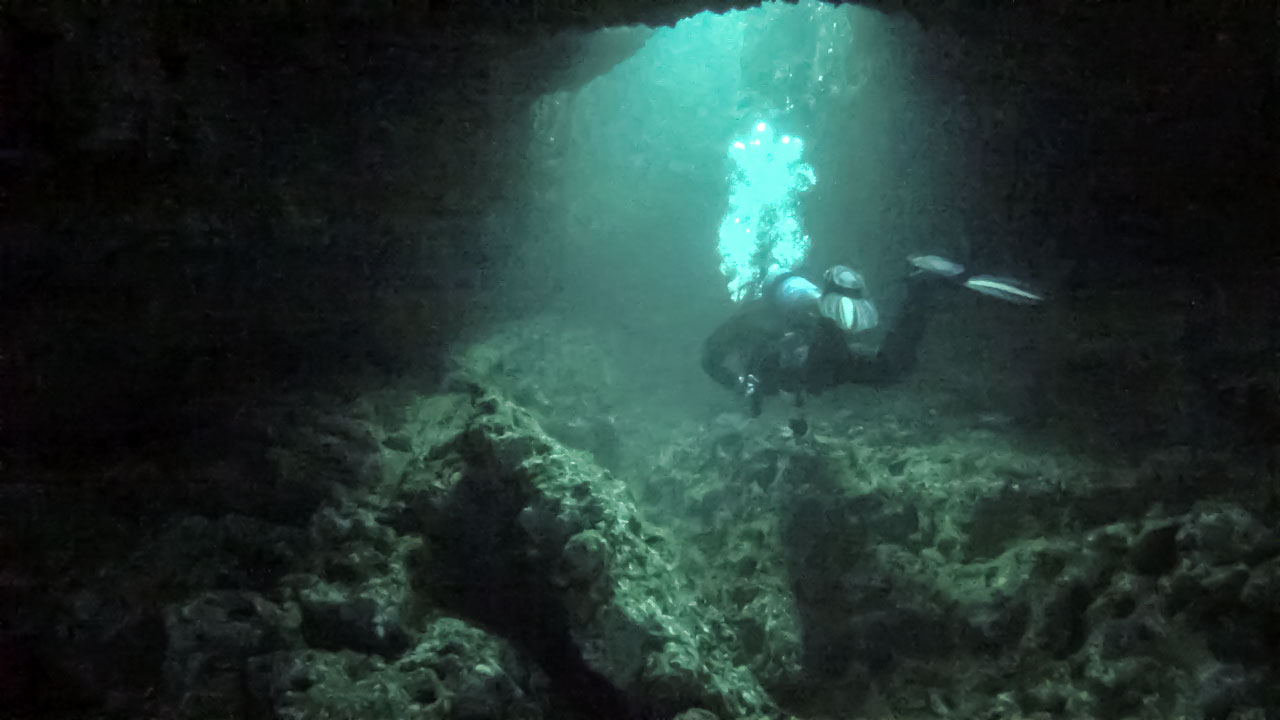 Diver inside Delimara Cave