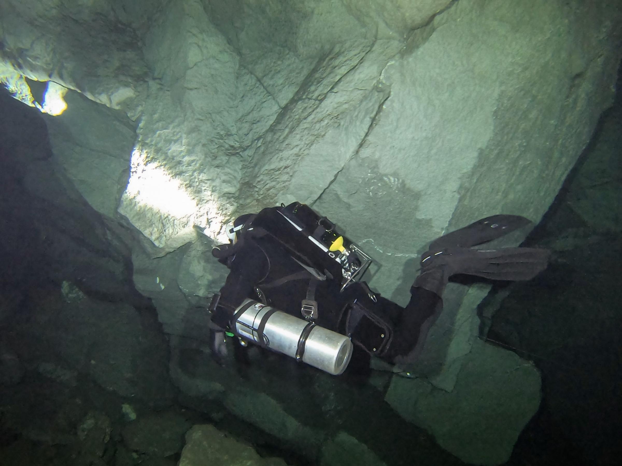 Diver in Harq Hamiem Cave [Adam Sant]