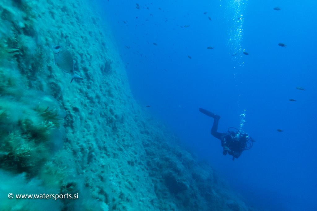 Diver on the Wied iz-Zurrieq East Reef Wall [Matjaz Repnik]